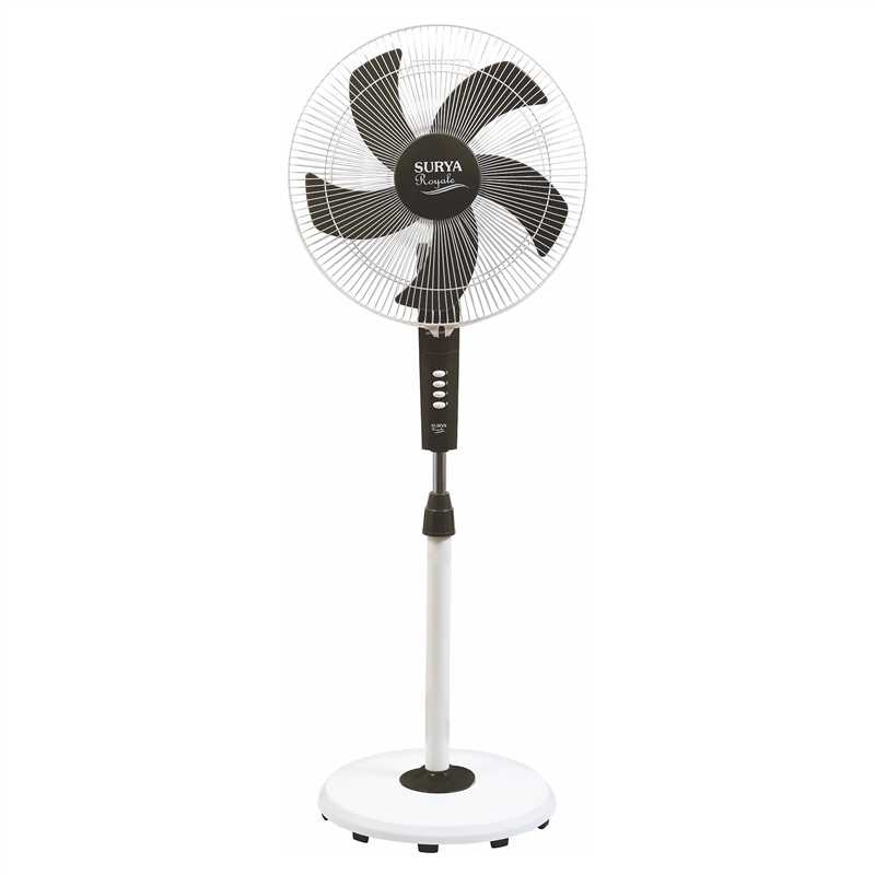 Surya Roshni Royale 400mm Pedestal Fan | 5 Aerodynamic Blades, 63W Motor, 90° Oscillation, Double Ball Bearing, 3-Speed Control – Hunter Green & White_ROYALE-5-LEAF-PED